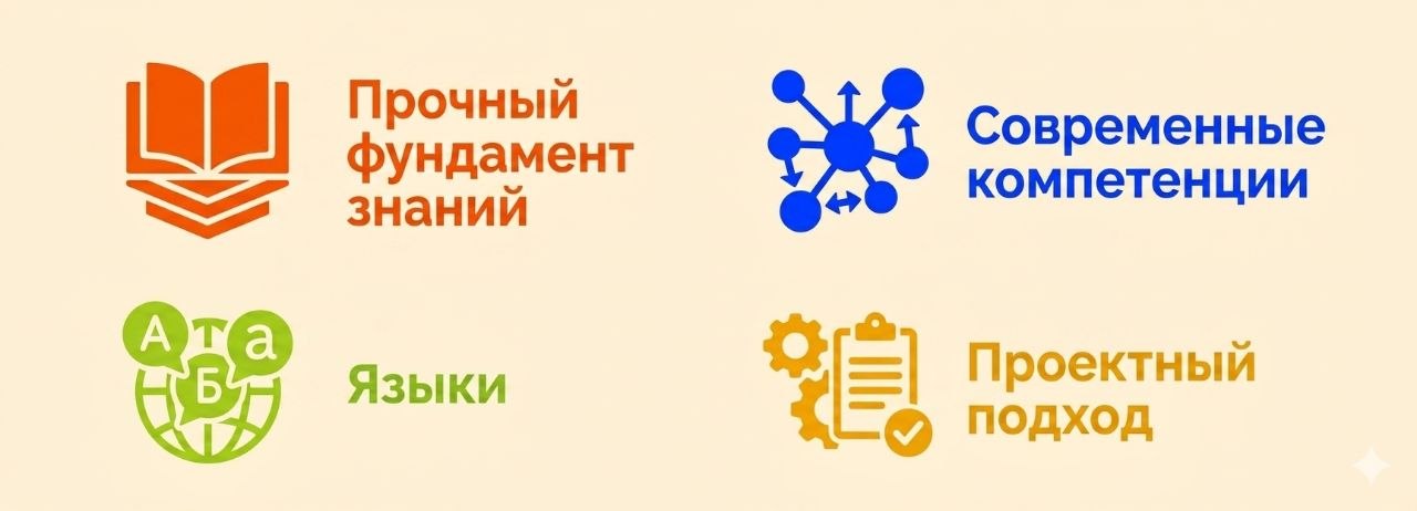 Прочный фундамент знаний • Современные компетенции • Языки • Проектный подход